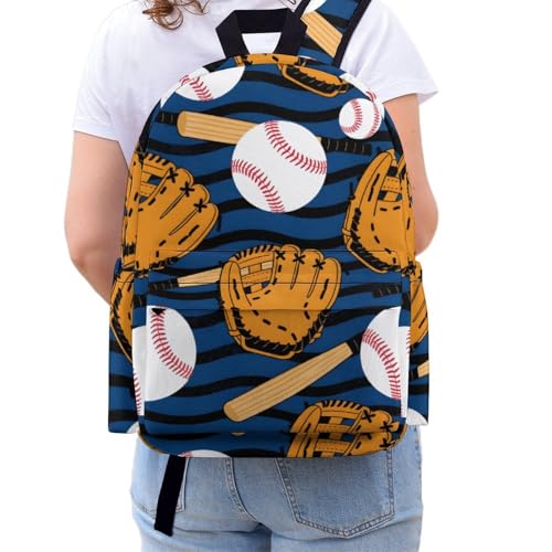 Baseball Glove Bat Ball Travel Backpack Lightweight with Multi Compartment Laptop Bagpack for Women Men Hiking Work