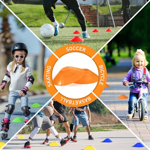 CasaCulina 25 Pack Soccer Training Cones, Agility Disc Sports Cones with Carry Bag and Holder, Plastic Football Cones for Drills, Sports Training, Basketball, Coaching, Practice Equipment, 5 Color