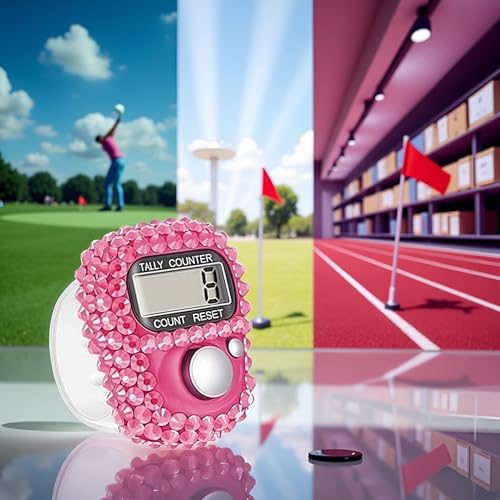 Electronic Finger Tally Counter Clicker Counter,Convenient Portable Digital Display Tally Counter,Resettable Mini Lap Counter for Golf Goods Counting Accessories,Track and Field Lap Counters - color: pink