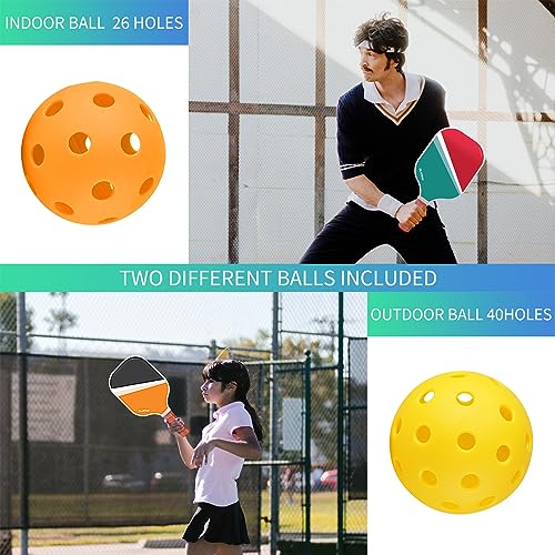 OLANNY Graphite Pickleball Paddles Set- Premium Rackets Fiber Face & Polymer Honeycomb Core Pickleball Set Includes Pickleball Paddles + Pickleball Balls+ Replacement Soft Grip + 1 Bag - color: Makalong Pickleball Paddles