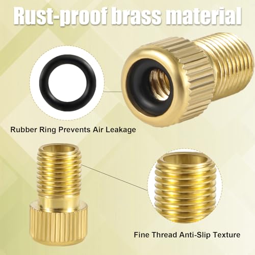 9pcs Bicycle Valve Adapter Set, Brass Bike Tire Valve Adapter Kit with Ball Pump Needles Attachments Inflation Nozzle Air Inflator Balloon Pump Tool for Presta Schrader Bikes Sports Balls