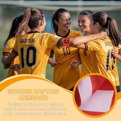 MECCANIXITY Soccer Captain Armband, Captain Arm Bands for Soccer Elastic Captain C Arm Band Sports Captain Armband for Football Team Training Youth & Adult - color: Red