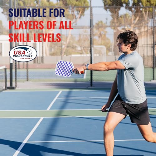 SCS Carbon Fiber Pickleball Paddle – USAPA Approved 2024 – Lightweight, Enhanced Spin, Sure-Grip Handle – Evo-Lite Series for Intermediate Players - color: Remi