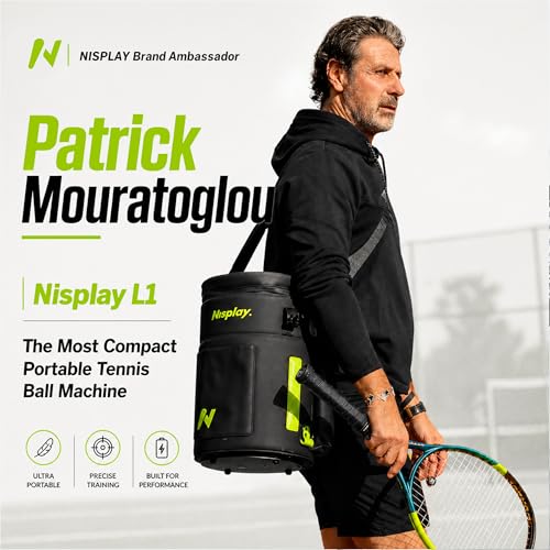 L1 Tennis Ball Machine, Ultra Light 6KG Backpack Design, Dual Control via APP & Remote, up to 50 Balls Capacity, 2–3 Hours Battery Life,Adjustable Speeds & Oscillating - color: Black