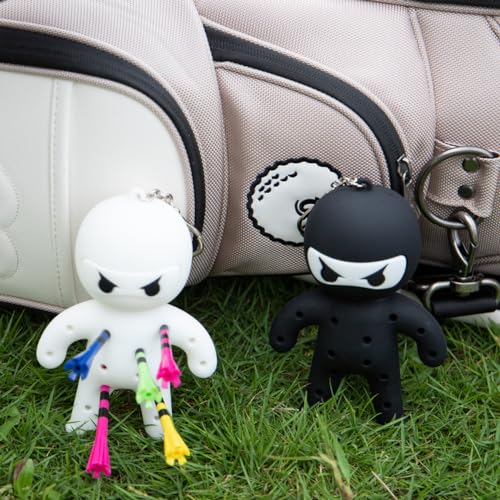 Golf Tee Holder, Ninja Portable Funny Golf Tees Holder Keychain Golf Gift Golf Accessories for Men & Women - color: White