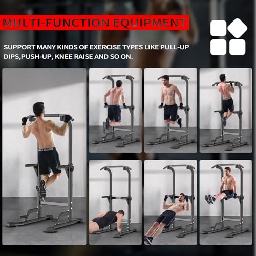 Z ZHICHI Pull Up Dip Station For Home Gym Strength Training Fitness Workout Station Chin-Ups Push-Ups Pull-Ups Dip-Ups 330LBS T055CDC - color: matt black