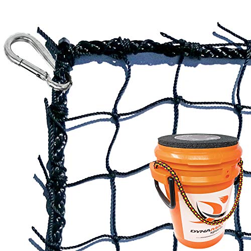 JFN #18 Twisted Knotted Nylon Baseball Backstop Net - size: 10 X 10 with Bucket