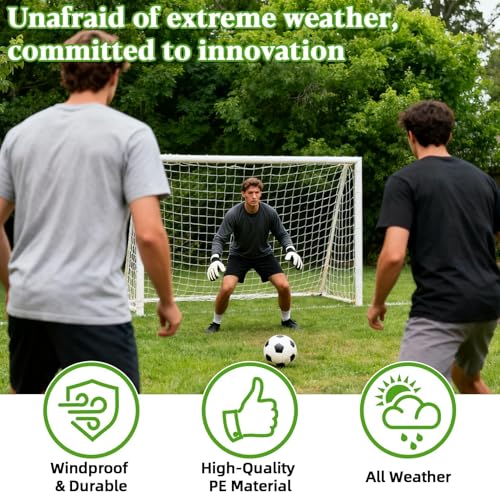 RAINFLOW Soccer Goal Net Replacement - 12x6 Ft Football Net for Kids Youth Adults Football Training Sports,Economy Replacement Soccer Nets for Backyards, Schools, Beaches (Include 15 Adhesive Straps)
