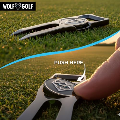 Wolf Golf Towels Custom Divot Repair Tool | 5-in-1 Premium Divot Tool with Ball Marker | Golf Gifts for Men & Women | Golf Accessories for Men & Women