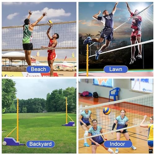 Heavy Duty Volleyball/Badminton Poles for Backyard, Adjustable Height from 5ft to 6.8ft, Portable Design with Wheels/Net for Indoor and Outdoor Use, Perfect for Adults, Kids, and School Training
