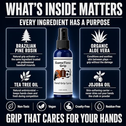Sports Athlete Hand Grip Spray - Improved Performance, Maximize Control, and Enhance Grip - for Athletes: Pickleball, Football, Tennis, Basketball, Baseball, Golf, Pole Dancing - Natural Rosin-Based Solution