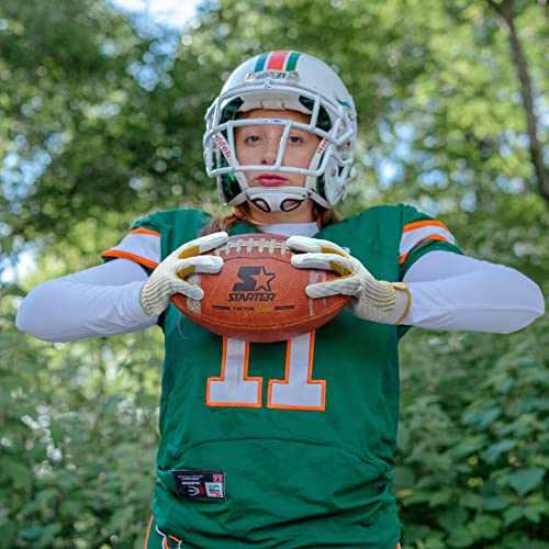 HANDLANDY Youth Football Gloves, Kids Sticky Receiver Gloves,Super Grip Football Glove Best Gift for Boys,Girls - color: White and Gold, size: X-Small-Youth