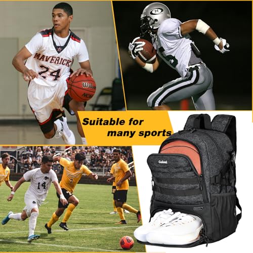 Goloni Basketball Backpack,Large Basketball Bag with Ball Compartment & Shoe Compartment,Sports Bag Fit Volleyball, soccer - color: Black