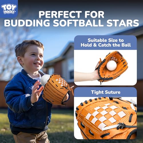 TOY Life Tball Set for Kids 3-5 & 5-8 - Toddler Baseball Tee and Bat Set with Glove & 6 Balls - Ideal Boy Toy Gift for Outdoor Play and Beginner Training - size: Glove Tee & Bat