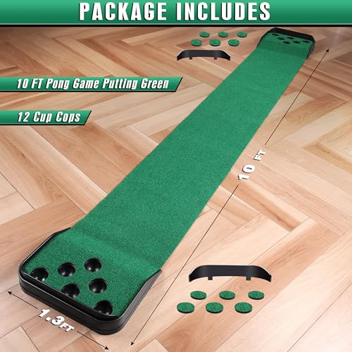 CHAMPKEY Golf Putting Green Indoor - Advanced Guides Golf Putting Mat - Enhance Putting Accuracy and Challenge - style: Pong Game PRO Version