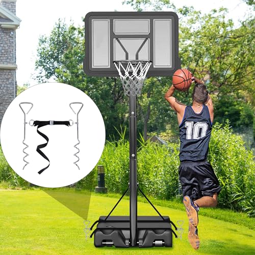 RunNico Basketball Goal Anchor, Heavy Duty Basketball Hoop Tie Down Kit, Court Setup Ground Stakes with Adjustable Straps for Basketball Mounting Trampoline Swing Tent - color: 2 set