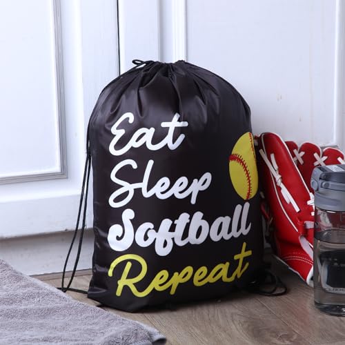 Windyun 16 Pcs Ball Drawstring Backpack Bulk Lightweight Draw String Bags Cinch Bags Drawstring Cinch Sack Tote(Softball) - style: Softball