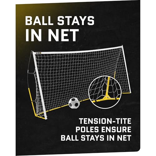 SKLZ Quickster Soccer Goal - Portable Goal for Backyard & Field - Durable Tension-Tite Frame & Heavy Gauge 2-Ply Net - Adjustable Click-Lock Poles, Metal Stakes - Carrying Case with Handle - style: 12 x 6 Feet