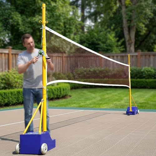 Adjustable Badminton & Volleyball Net Set, Heavy-Duty Portable Poles for Backyard Fun, 5-6.9ft Height, Ideal for Sports Enthusiasts