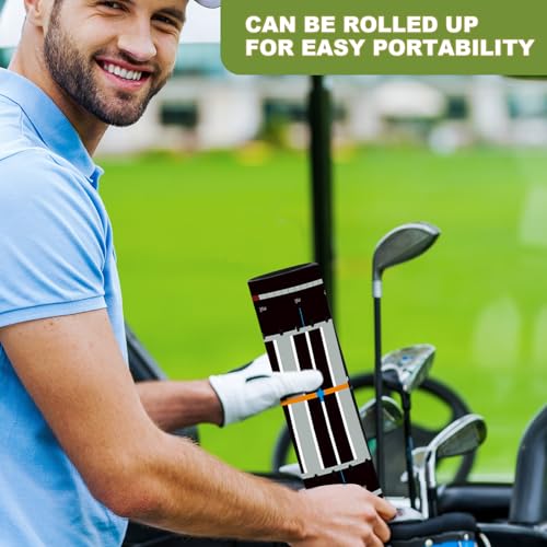 Silipull Golf Putting Mats Practice Indoor 30 x 8.27 Inch Golf Putting Practice Training Aid Alignment Track Green Mat Exercise Putter Training Supplies - color: Multicolor