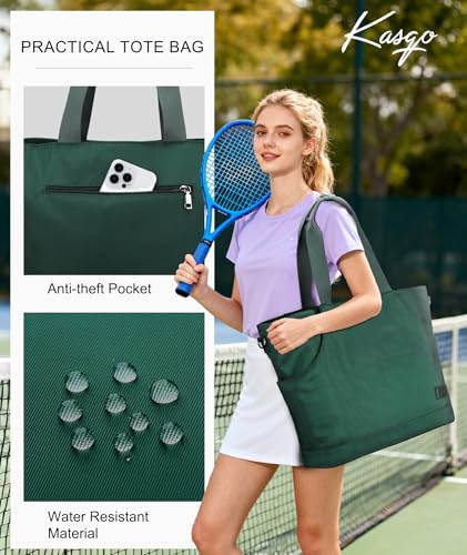 Tennis Bags for Women, Large Pickleball Tote Bag Men 2 Rackets Lightweight Crossbody Shoulder Bag for Gym Sport - color: Green