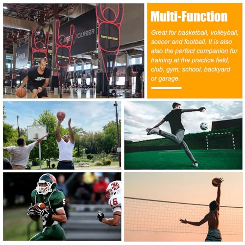 Kunovo Height Adjustable Defender Dummy, Hands-up Design Basketball Shooting Training Device, Shot/Passing/Dribbling Training Aid with Round Base - color: Red