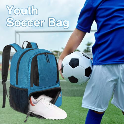 YOREPEK Soccer Backpack,Soccer Bag with Ball Holder, Water resistant Sport Equipment Bags Fit Basketball Volleyball Football - color: Blue