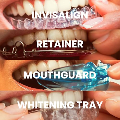 Retainer Cleaner and Soak Container, No-Mess Cleaning Tablets with Universal Denture Bath Case and Strainer, Multipurpose, for Mouth Guard Stains, Odor, and Plaque (92 Tablets + 1 Bath) by M3 - size: Dental Cleaning Kit (1 Count)