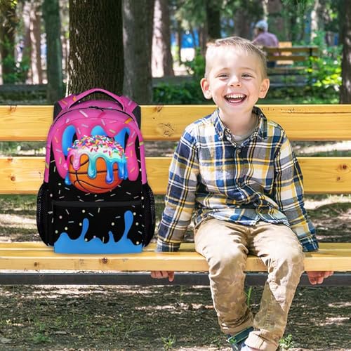 Backpack for Boys Kids - Basketball Sports Backpack Youth Player Drip Design Kids Toddler Schoolbag Large Capacity 17" for Kindergarten Elementary - color: Blue