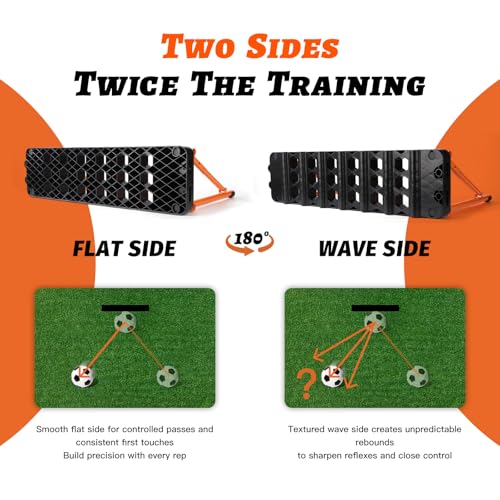 6-in-1 Soccer Rebounder Board with 6 Training Cones, Portable Dual-Surface Kickback Wall with 3 Adjustable Angles (60°/75°/90°) for Passing, First-Touch & Reaction, Backyard Soccer Training Equipment