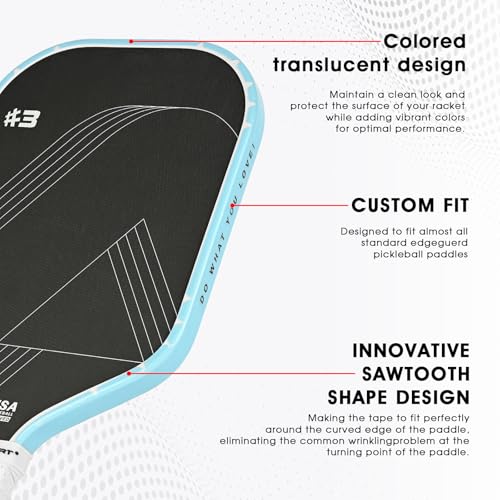 PICKLETECH Pickleball Paddle Protection Tape - Paddle Head Edge Guard - Racket Edge Protection Tape -Fit Perfectly Curved Edge -No Wrinkling - color: Clear Blue, size: Width 20mm