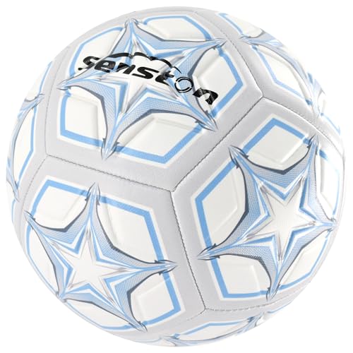 Senston Soccer Ball Size 4 & 5 with Air Pump and Needles - Durable PVC Training Football with Thickened Nylon Winding and Butyl Bladder for Shape Retention - High Value Soccer Set - color: gray, size: size 5