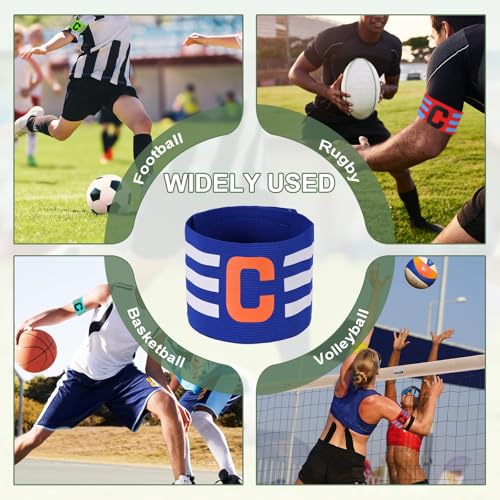 Captain Arm Bands for Soccer, Soccer Captain C Armband, Classic Striped Elastic Protective Arm Badge Player Bands - color: Blue