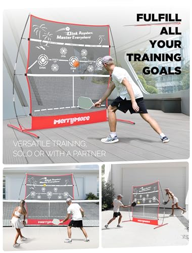 Pickleball Practice Rebounder: 2in1 Pickle Ball Equipment for Solo Practice, Rebounder Training with Targets, 6FT Mini Pickleball Net for Backyard, Driveway, and Garage