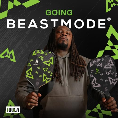 JOOLA Beastmode by Marshawn Lynch or Essentials Pickleball Paddle with Reinforced Fiberglass Surface and Honeycomb Polypropylene Core – Includes 2 Rackets, 4 Balls, and Storage Carry Bag