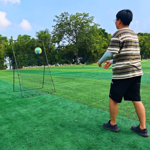 Adjustable Volleyball Rebounder Net 4x7ft, Bounce Back Practice Equipment for Practicing Volleying, Bumping, Spiking-with Volleyball&Bag