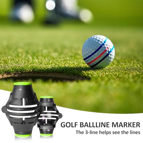 1 Pack 360° Triple Line Golf Ball Marker,Golf Ball Line Marker Tool,Golf Ball Marker Stencil,Alignment Ball Marker,Golf Accessories - color: 1 Pack 360° Triple Line Golf Ball Marker(Black&Green)