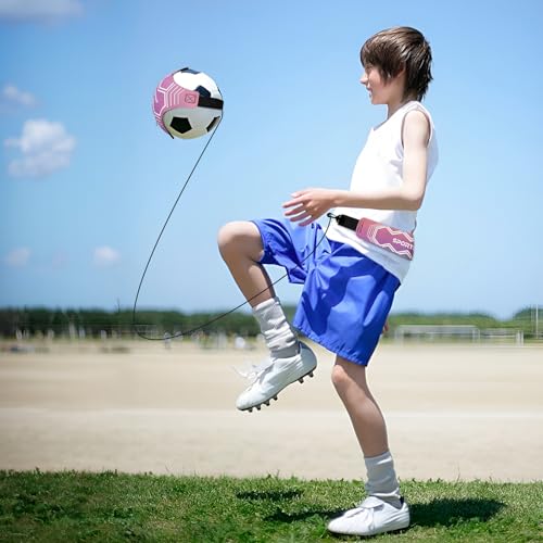 Sportout Volleyball/Soccer Training Equipment, Solo Trainer, Adjustable Waist Belt for Kids & Adults - color: Pink