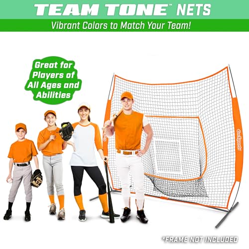 GoSports Replacement 7 x 7 ft Baseball Net - NET ONLY - Frame NOT Included - Choose Your Color - color: Orange