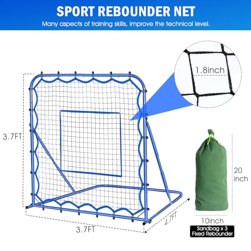 Soccer Baseball Rebounder Net, Soccer Goal Net, Volleyball Softball Rebound Pitchback Net Quick-Switch Angle Training for Control, Passing Practice, Bounce Back Rebounder Goals Gifts Trainer Equipment