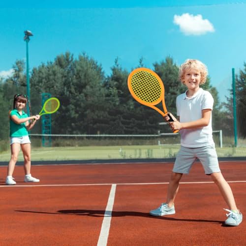 Kids Tennis Racket 17 Inch Lightweight for Junior Toddlers - Includes 2 Tennis Balls, 2 Sponge Balls, 4 Shuttlecocks & Carry Bag - color: Green & Orange