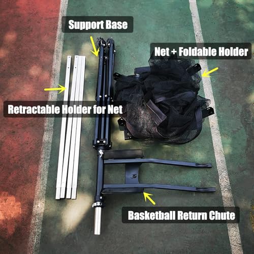 Basketball Shooting Machine Adjustable Basketball Shot Returner, Large Basketball Hoop Return Attachment, Professional Basketball Rebounder Net Return System, Indoor Outdoor Use
