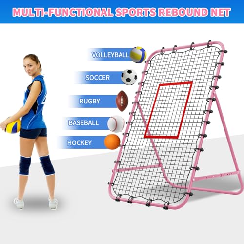 7x4 FT Volleyball Rebounder Net,Ultimate Training Equipment for Volleyball & Lacrosse,Enhanced Bouncing System for Volleying, Bumping, Spiking Drills,Multiple Adjustable Rebound Angles