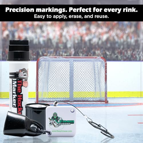The Hockey Marker: Precision Hockey Training Aid for Coaches & Goalies, Ice-Safe Alignment Guide with Crease Protractor, Professional Black Marker for Regulation Goalie Crease Setup