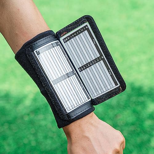 5 Pack Youth Quarterback Wristband - Triple Windows QB Wristband - 3 Playsheet Compartments- Great for Football, Baseball, All Sports(Youth, 5 Pack) - color: Black
