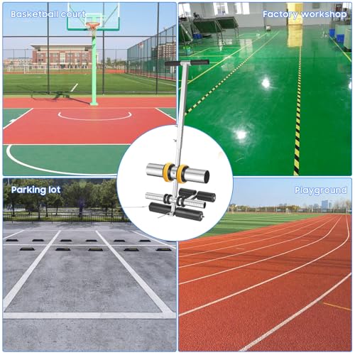 Court Line Tape Machine, Hand Pushed Basketball Court Line Striping Machine, Field Line Striping Marking Machine, Floor Paint Tape Applicator for Parking Lots, Driveway, Playground