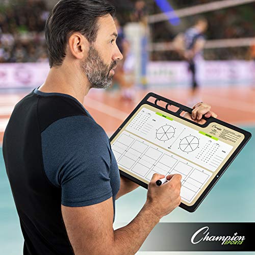 Champion Sports Large & XL Dry Erase Board For Coaching - Whiteboards for Strategizing, Techniques, Plays - 2-Sided Boards with Front Side Full Field - Backside Half Field and Lineup - color: Volleyball, style: XL Coaches Board