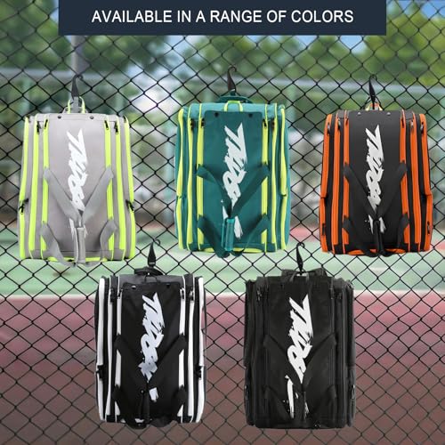 TILDOSAC Pickleball Bag - Large Paddle Bag for 4 Paddles & Accessories - Fence Hook, Extra Pockets, Shoe Compartment