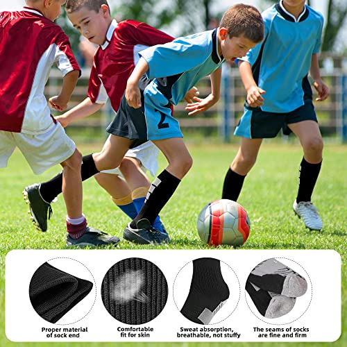 ZEPOHCK Kids Athletic Soccer Socks, 2 Pairs Knee High Socks for Youth Boys Girls for Shoe Size 3-6.5 / Ages 6-12