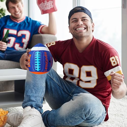 PassCatch Youth Size(Ages 5-14), Train Football Passing & Handling Technique with Rebounding Half Ball, Ideal for Solo Practice Against a wall(with Pump) Blue Orange